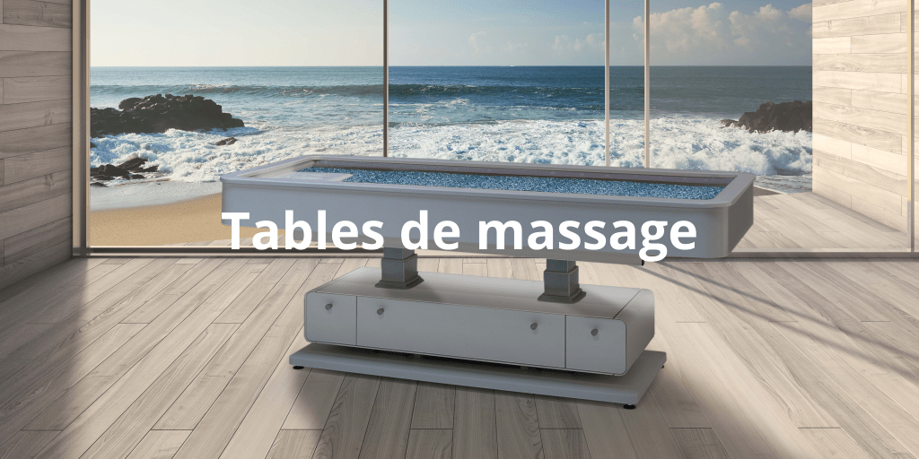 Table de massage avec lit chaud de sable quartz.